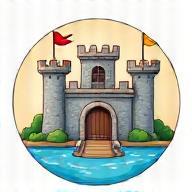 Illustration of a safe and secure toy castle with a moat