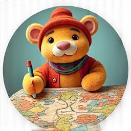 Illustration of drawing a path onto a colourful storybook map