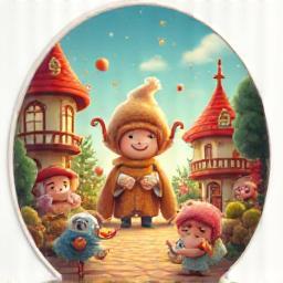 Illustration of friendly characters maintaining a cheerful toy kingdom with magic