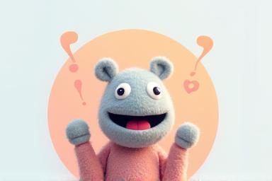 Illustration of a friendly puppet-style AI chatbot avatar speaking